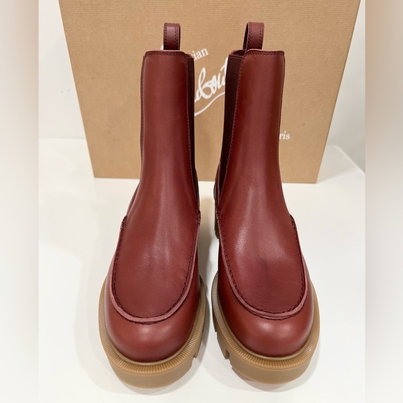 Christian Louboutin Glorina Bourbon Leather Chelsea Boots calf shoes - Picture 4 of 11